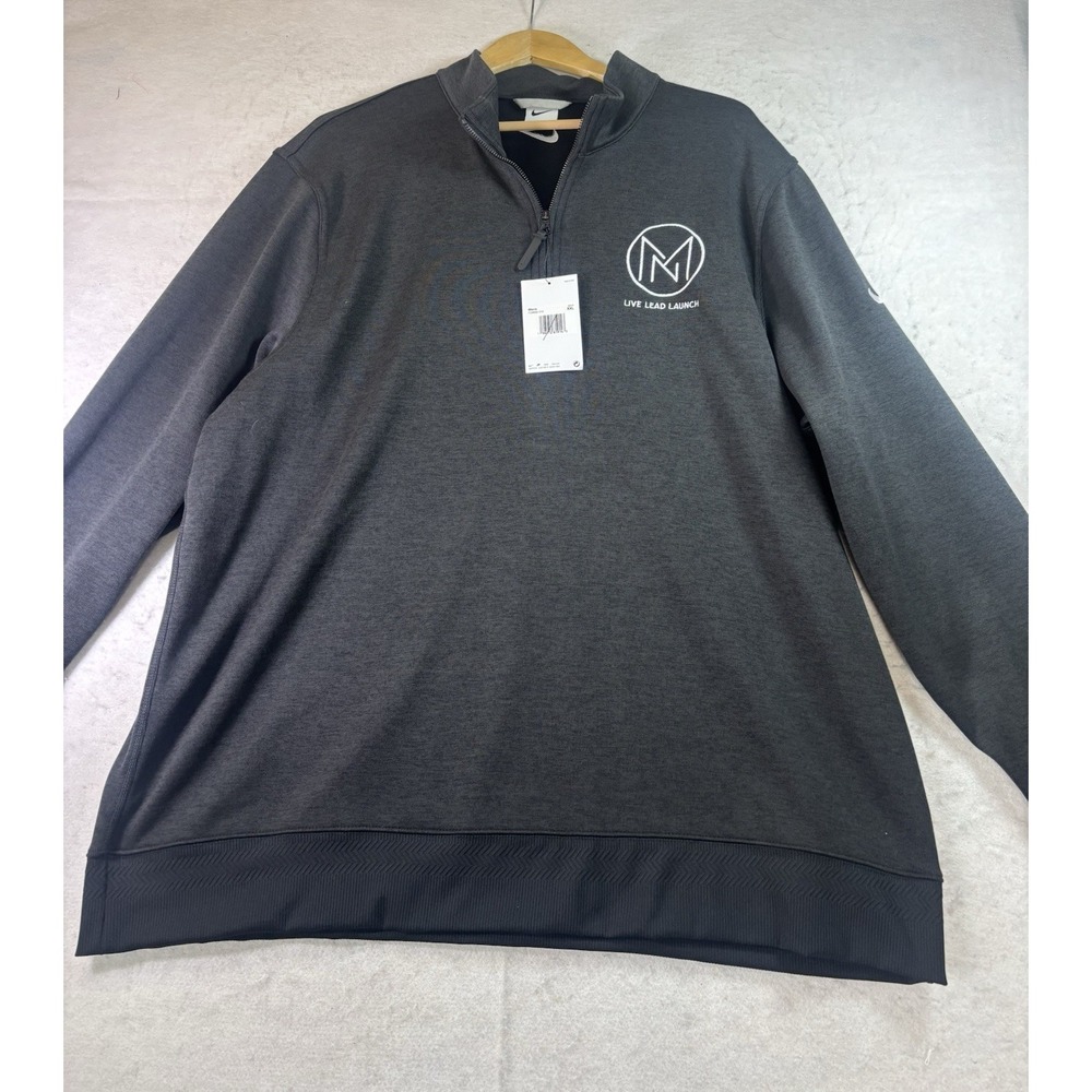 Nike 1/4 Zip Pullover Black Dri-FIT 2XL Activewear Logo Live Lead Launch NWT